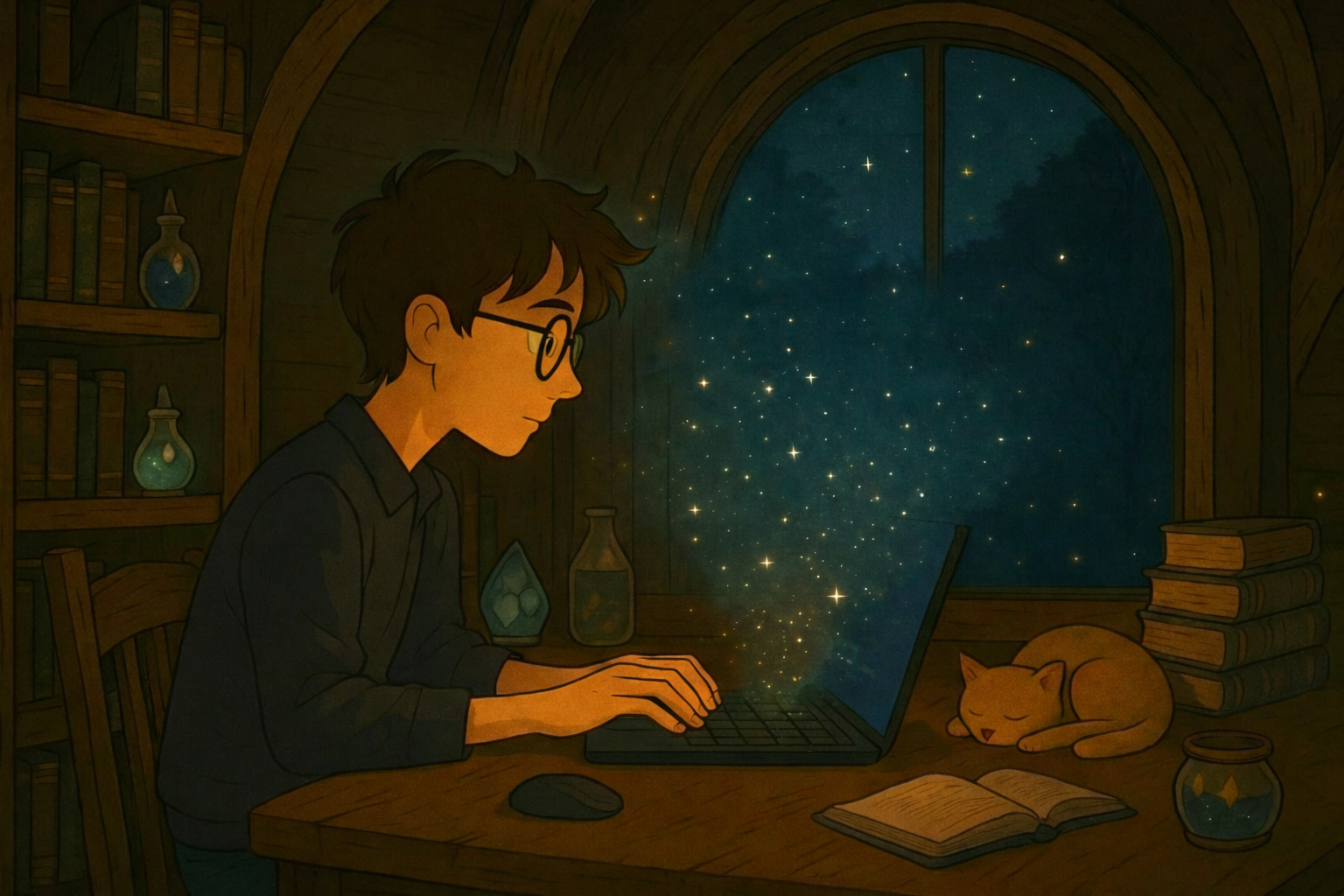 image: a boy studying IT